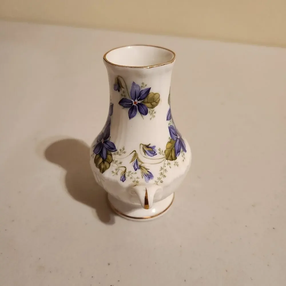 Vintage Royal Grafton Porcelain Bud Mini Vase Jacobean Violets China Decor